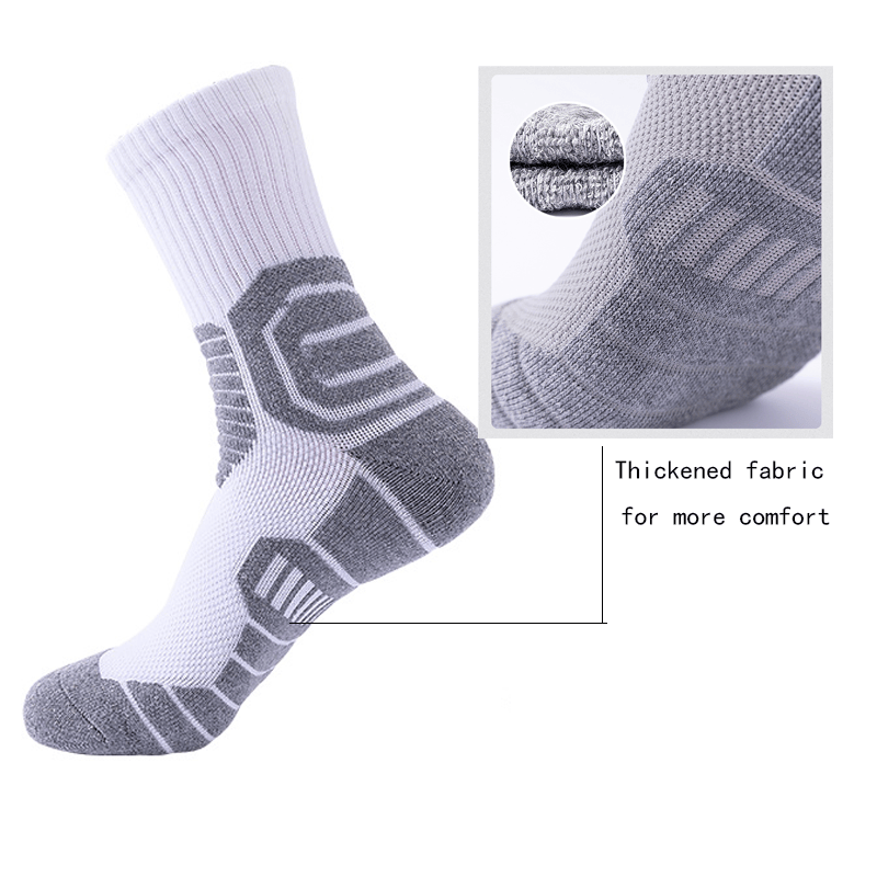 Men Compression Running Socks Crew Athletic Hiking Anti Blister Cushioned Anti-odor And Breathable For Running Hiking Cycling Fitness
