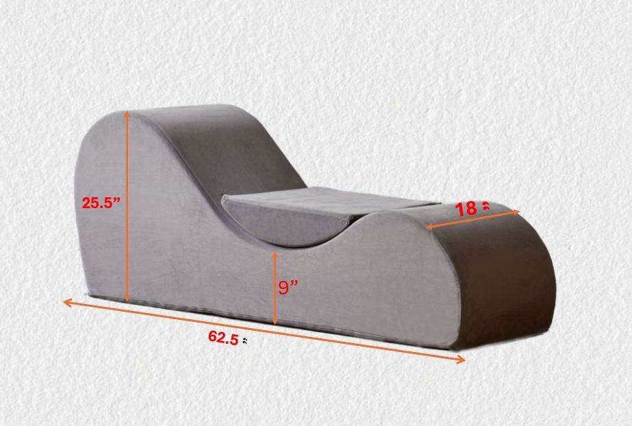 Solace Yoga Chaise Lounge Chair for Stretching, Relaxation & Exercise, Ergonomic Design with Soft Yet Firm High-Density Foam Core, Removable Machine-Washable Cover, Grey