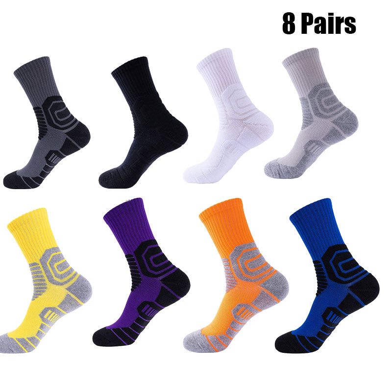 Men Compression Running Socks Crew Athletic Hiking Anti Blister Cushioned Anti-odor And Breathable For Running Hiking Cycling Fitness