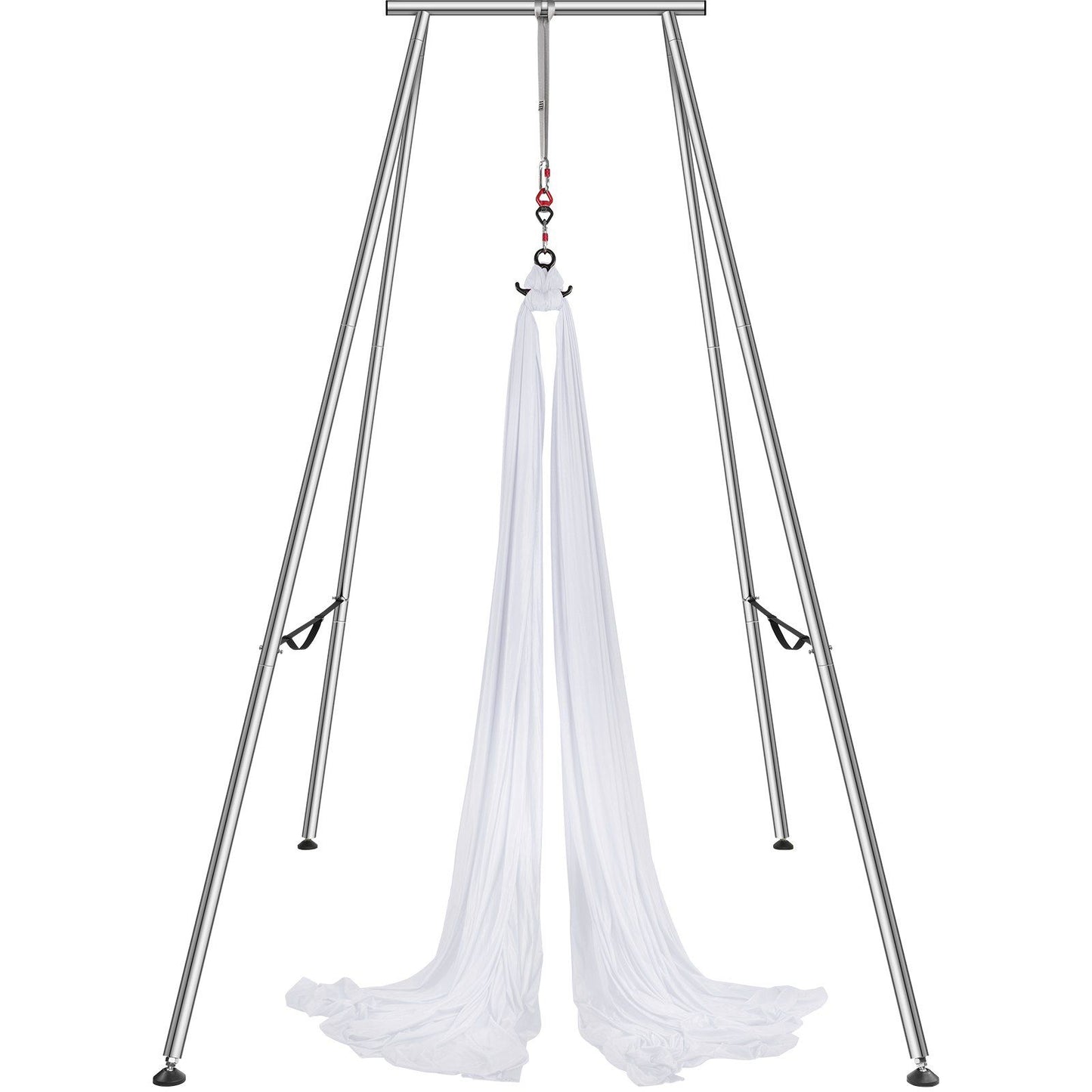 VEVOR Aerial Yoga Frame & Yoga Hammock, 9.67 ft Height Professional Yoga Swing Stand Comes with 6.6 Yards Aerial Hammock, Max 551.15 lbs Load Capacity Yoga Rig for Indoor Outdoor Aerial Yoga, White