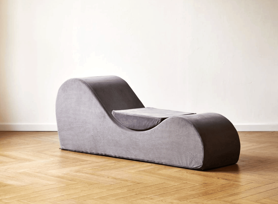 Solace Yoga Chaise Lounge Chair for Stretching, Relaxation & Exercise, Ergonomic Design with Soft Yet Firm High-Density Foam Core, Removable Machine-Washable Cover, Grey