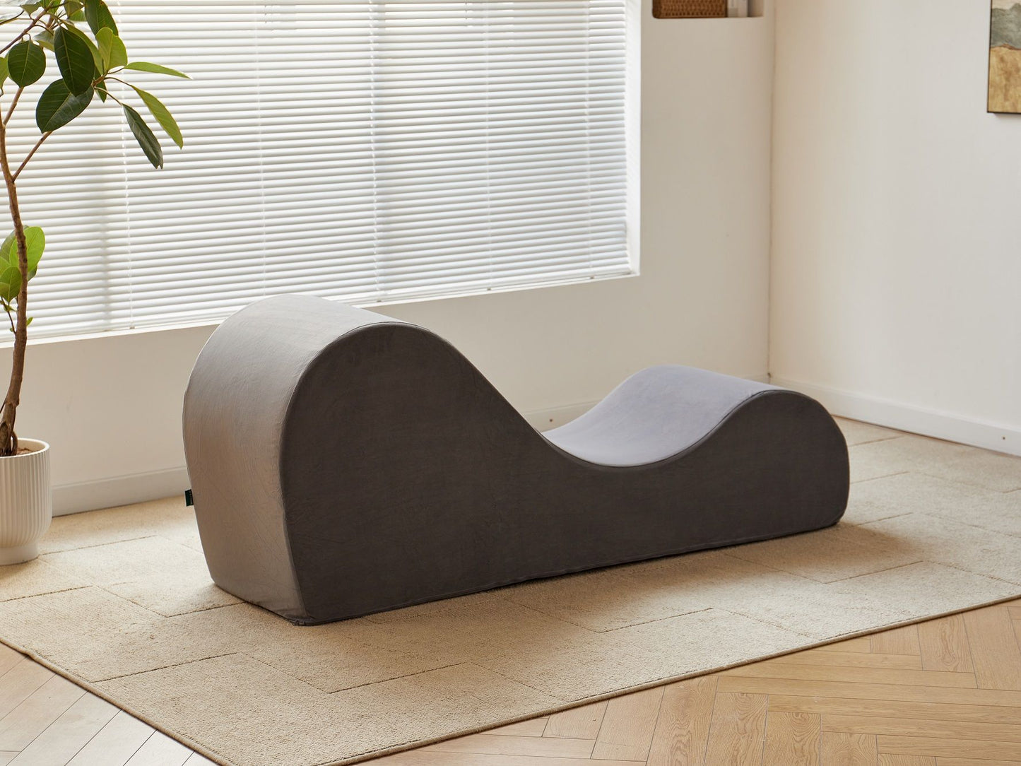 Solace Yoga Chaise Lounge Chair for Stretching, Relaxation & Exercise, Ergonomic Design with Soft Yet Firm High-Density Foam Core, Removable Machine-Washable Cover, Grey