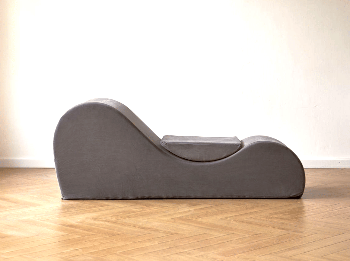 Solace Yoga Chaise Lounge Chair for Stretching, Relaxation & Exercise, Ergonomic Design with Soft Yet Firm High-Density Foam Core, Removable Machine-Washable Cover, Grey