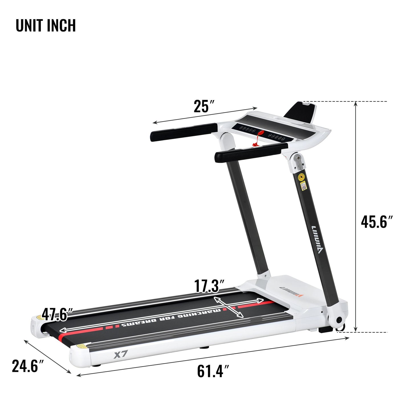 Portable Compact Treadmill;Electric Motorized 3.5HP;14KM/H;Medium Running Machine Motorised Gym 330lbs;Foldable for Home Gym Fitness Workout Jogging Walking;Bluetooth Speaker APP FITIME