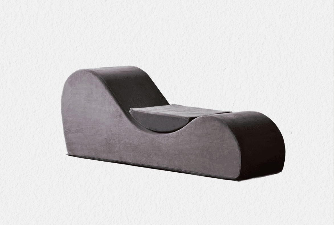 Solace Yoga Chaise Lounge Chair for Stretching, Relaxation & Exercise, Ergonomic Design with Soft Yet Firm High-Density Foam Core, Removable Machine-Washable Cover, Grey