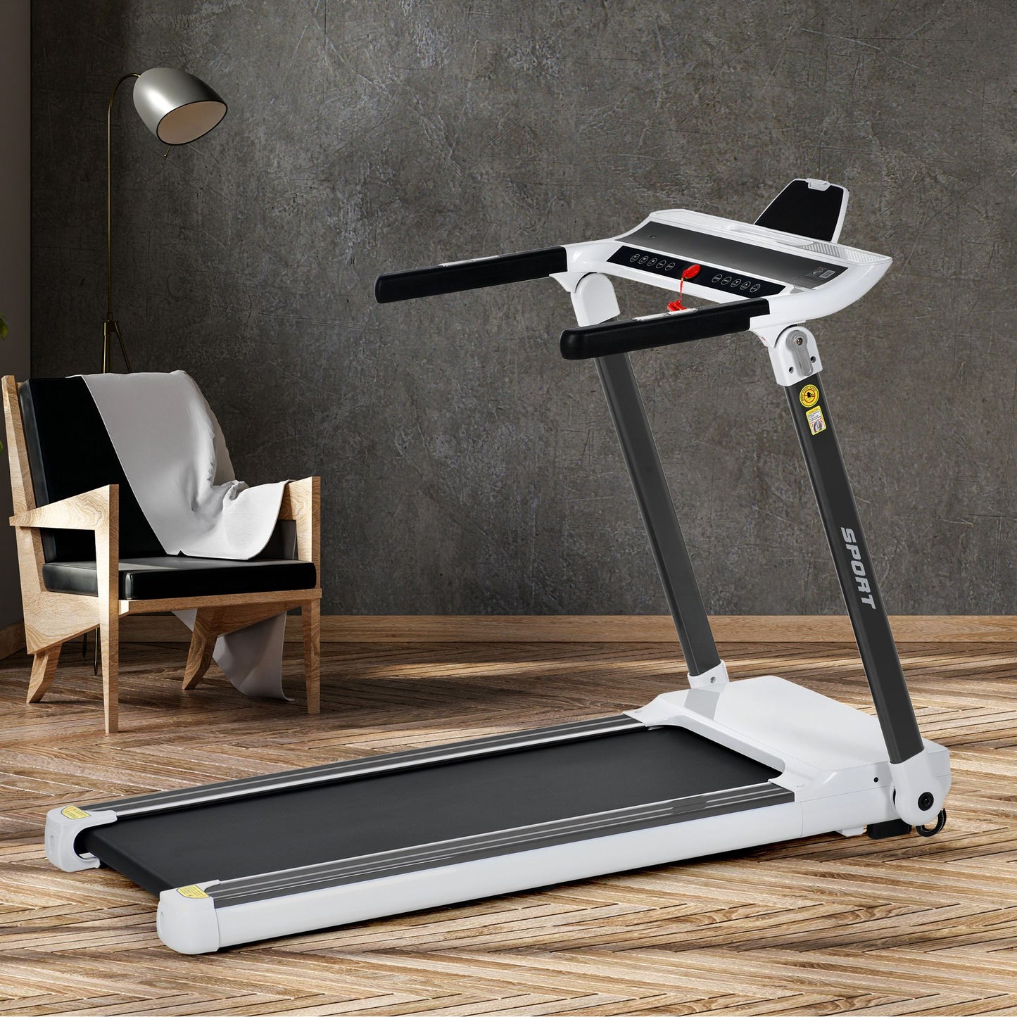 Portable Compact Treadmill;Electric Motorized 3.5HP;14KM/H;Medium Running Machine Motorised Gym 330lbs;Foldable for Home Gym Fitness Workout Jogging Walking;Bluetooth Speaker APP FITIME