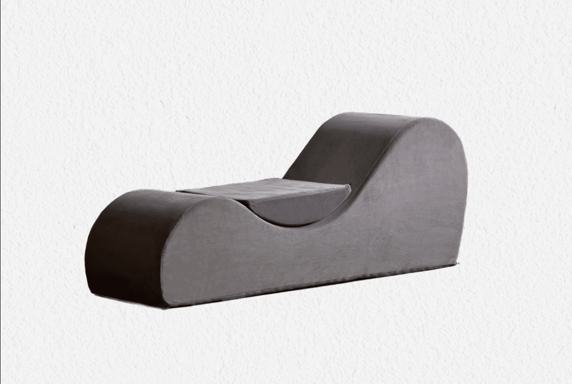 Solace Yoga Chaise Lounge Chair for Stretching, Relaxation & Exercise, Ergonomic Design with Soft Yet Firm High-Density Foam Core, Removable Machine-Washable Cover, Grey